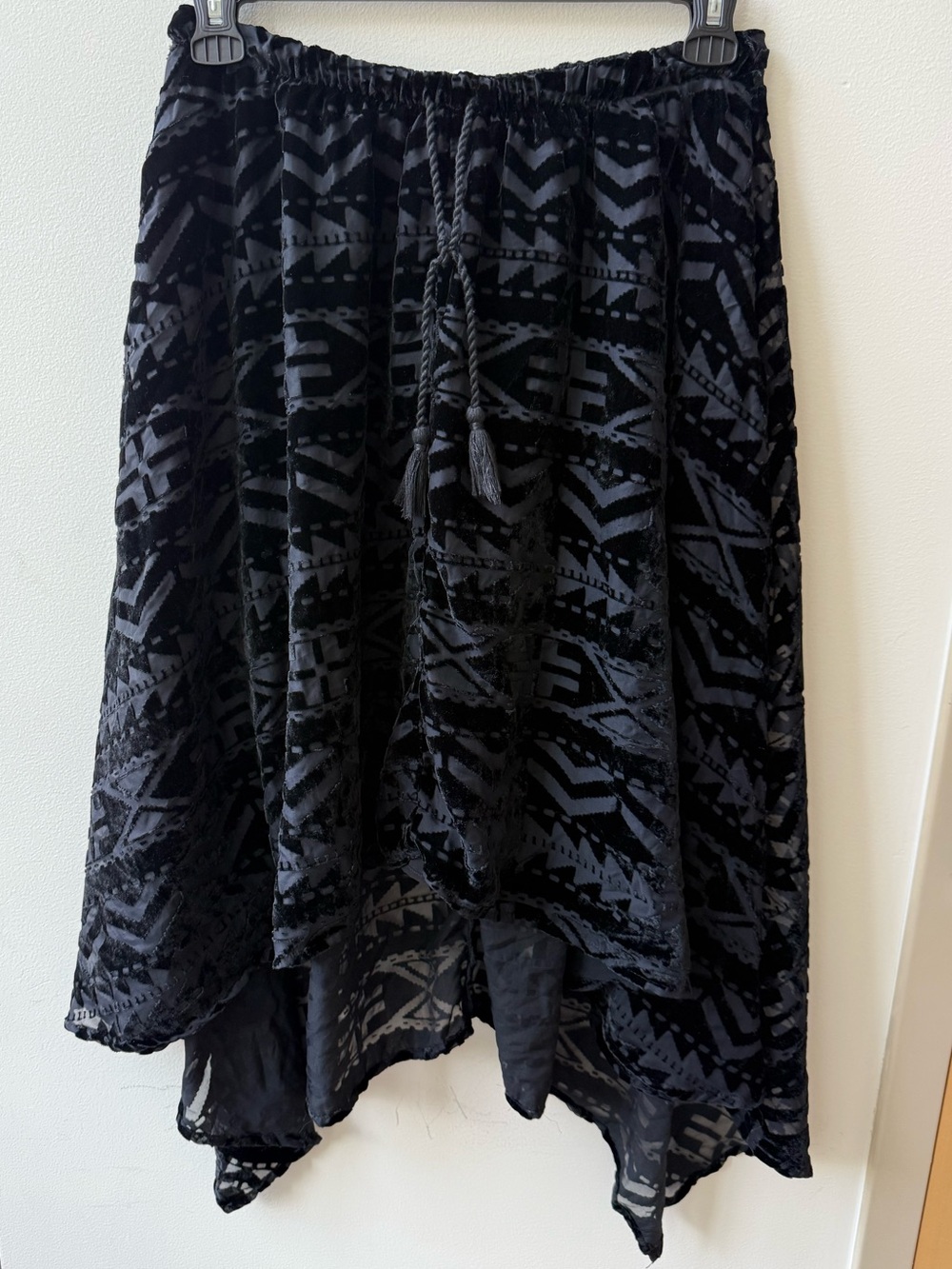 Denim & Supply Ralph Lauren Black Burnout Velvet Handkerchief Skirt M Boho - Picture 3 of 11